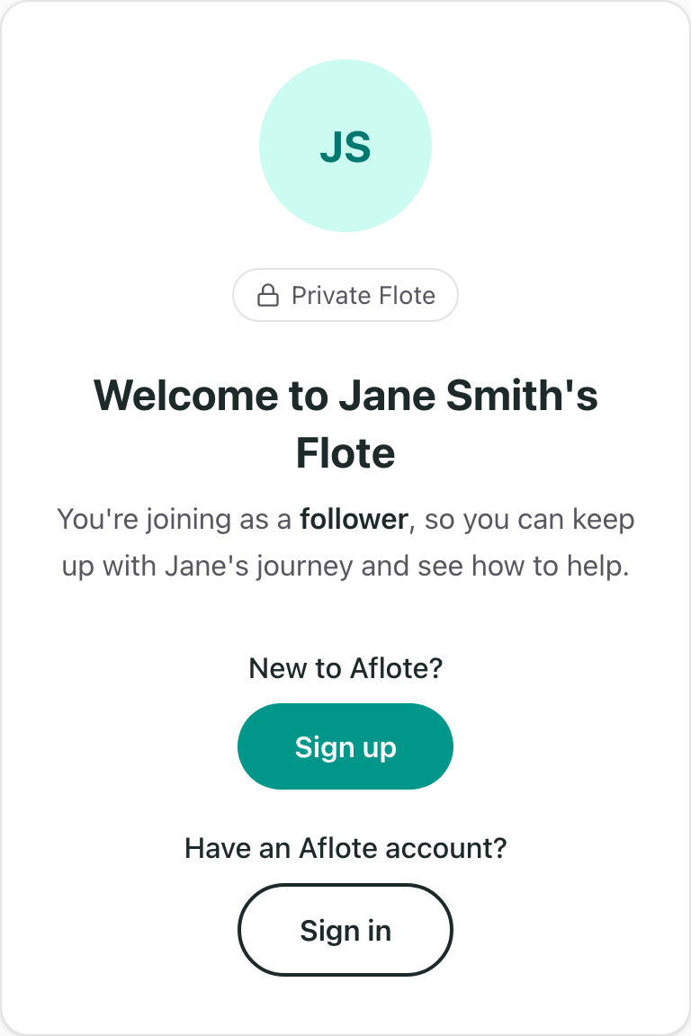 The welcome screen shown when you open an instant invite link