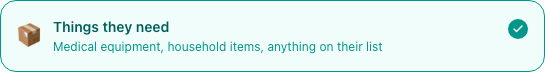 The Things they need option selected in Ways to Help